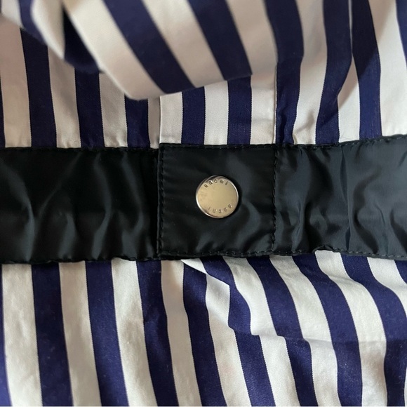 SACAI x Thomas MASON sz 2 S Striped Cropped Shirt Short Sleeve White Blue - Picture 7 of 15